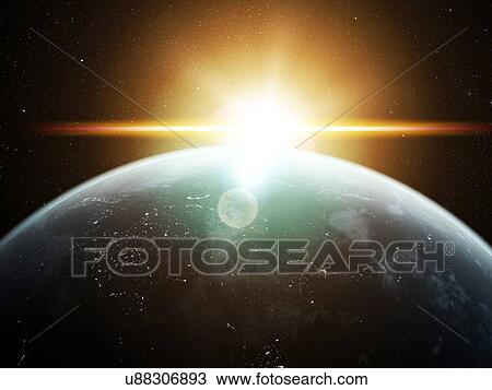 Earth and Sun, artwork View Large Illustration Drawing - Earth and Sun, artwork. Fotosearch