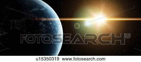 Earth and Sun, artwork View Large Illustration Stock Illustration - Earth and Sun, artwork. Fotosearch