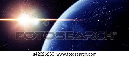 Earth and Sun, artwork View Large Illustration Stock Illustration - Earth and Sun, artwork. Fotosearch
