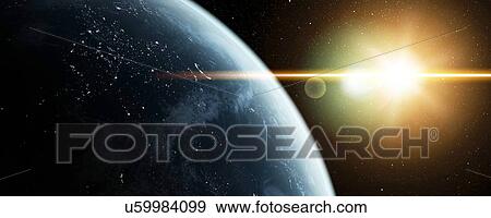 Stock Illustration - Earth and Sun, artwork. Fotosearch