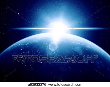 Earth and Sun, artwork View Large Illustration Stock Illustration - Earth and Sun, artwork. Fotosearch