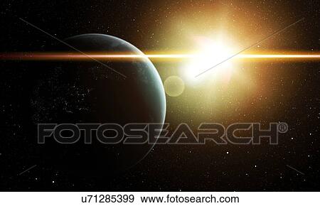 Earth and Sun, artwork View Large Illustration Stock Illustration - Earth and Sun, artwork. Fotosearch