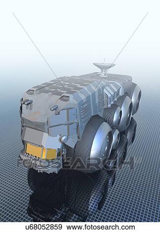 Stock Illustration - Futuristic vehicle, artwork. Fotosearch