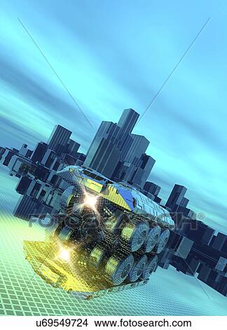 Stock Illustration - Futuristic vehicle, artwork. Fotosearch