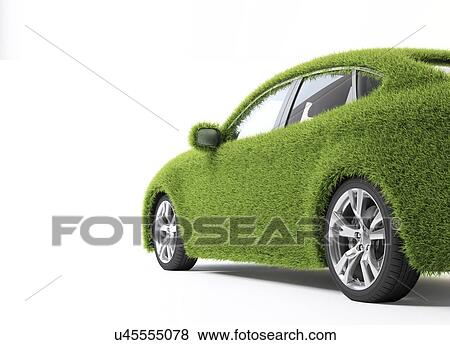 Stock Illustration - Green car, conceptual artwork. Fotosearch