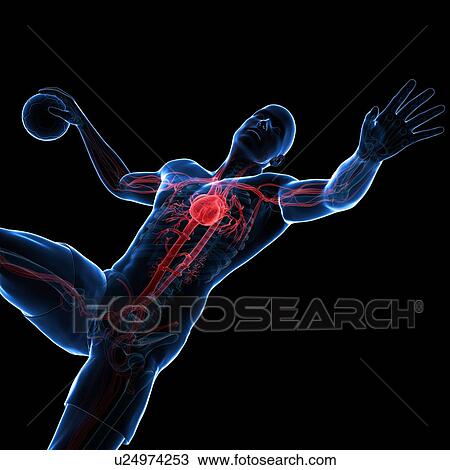 Drawing - Handball player, artwork. Fotosearch