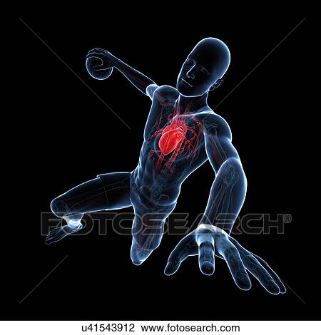 Drawing - Handball player, artwork. Fotosearch