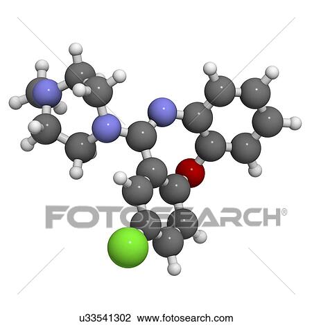 Drawing - Loxapine schizophrenia drug. Fotosearch