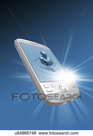 Stock Illustration - Mobile phone, artwork. Fotosearch
