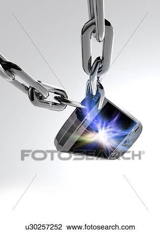Drawing - Mobile phone security, conceptual artwork. Fotosearch