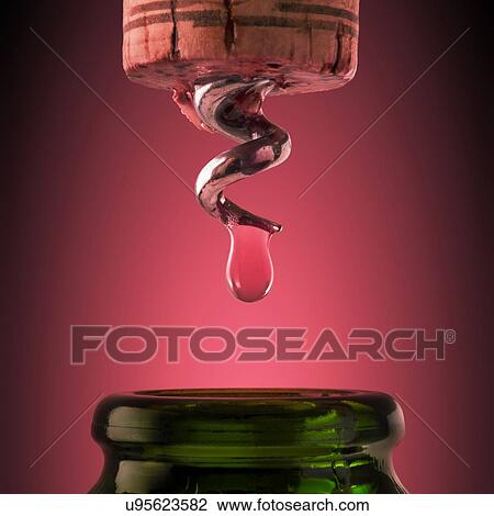 Drawing - Opening bottle of wine. Fotosearch