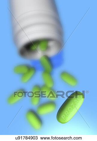 Drawing - Prozac pills, artwork. Fotosearch