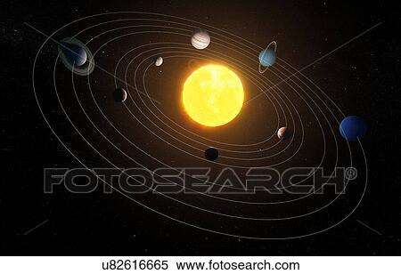 Solar system, artwork View Large Illustration Stock Illustration - Solar system, artwork. Fotosearch