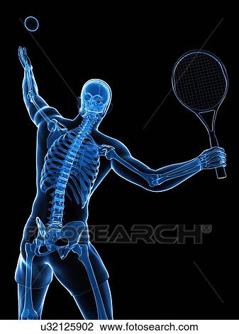 Drawing - Tennis player, artwork. Fotosearch