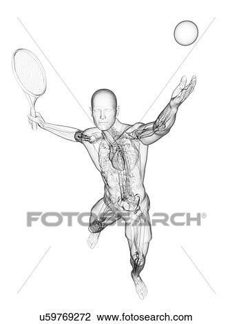 Tennis player, artwork View Large Illustration Drawing - Tennis player, artwork. Fotosearch