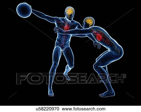 Clipart - Two basketball players, artwork. Fotosearch