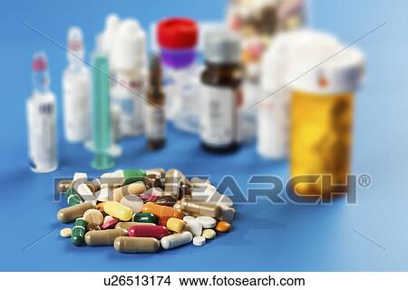 Stock Illustration - Various pills and tablets. Fotosearch