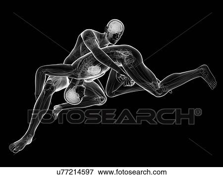 Stock Illustration - Wrestlers, artwork. Fotosearch