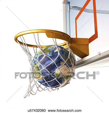 Clipart - Basketball globe, artwork. Fotosearch