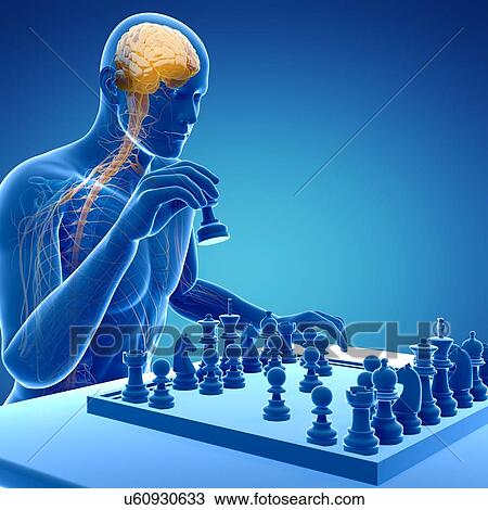 Drawing - Chess player, artwork. Fotosearch