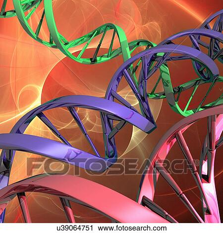 Clip Art - DNA molecules, artwork. Fotosearch
