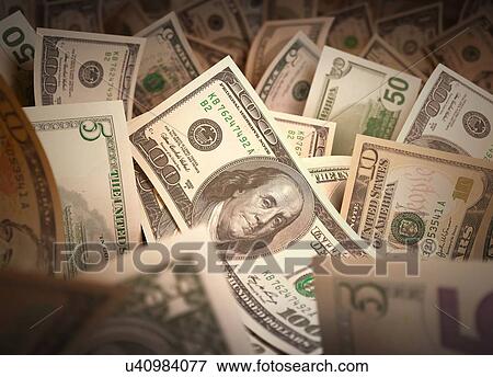 Dollar bills, artwork View Large Illustration Stock Illustration - Dollar bills, artwork. Fotosearch