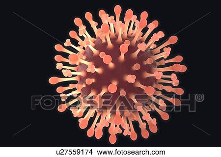 Stock Illustration - Flu virus particles, artwork. Fotosearch