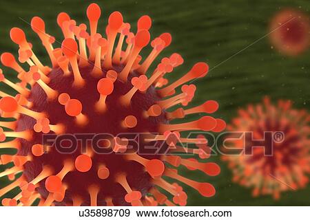 Stock Illustration - Flu virus particles, artwork. Fotosearch