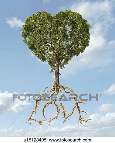 Stock Illustration - Heart-shaped tree, artwork. Fotosearch