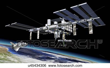 International space station and shuttle View Large Illustration Stock Illustration - International space station and shuttle. Fotosearch