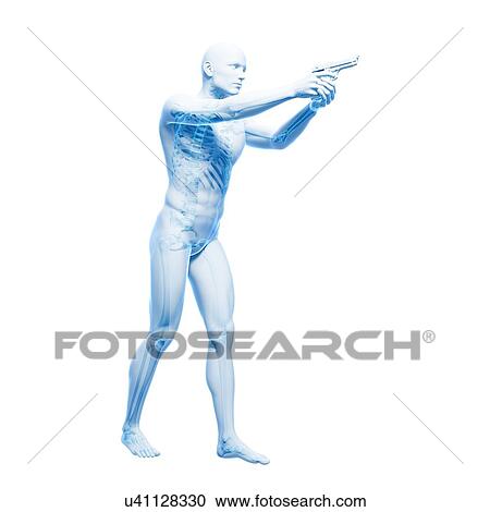 Man with gun, artwork View Large Illustration Clipart - Man with gun, artwork. Fotosearch