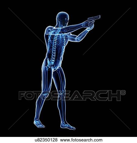Stock Illustration - Man with gun, artwork. Fotosearch