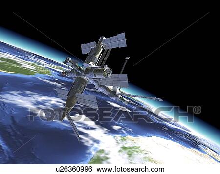 Mir space station, artwork View Large Illustration Stock Illustration - Mir space station, artwork. Fotosearch