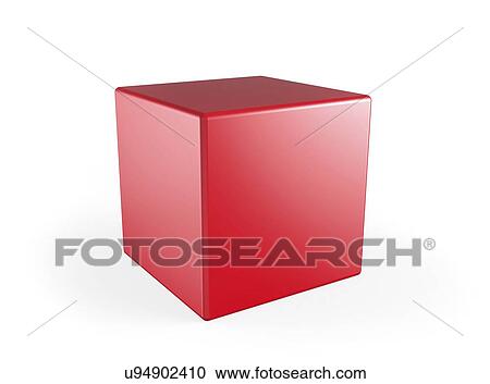 Clipart - Red cube, artwork. Fotosearch