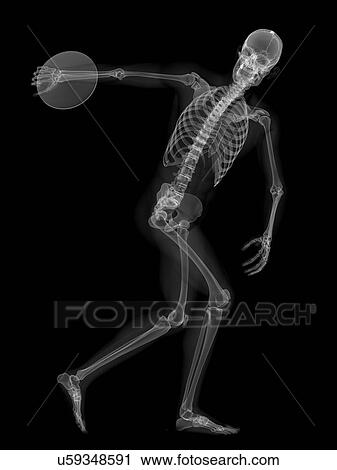 Skeleton throwing discus, artwork View Large Illustration Clip Art - Skeleton throwing discus, artwork. Fotosearch