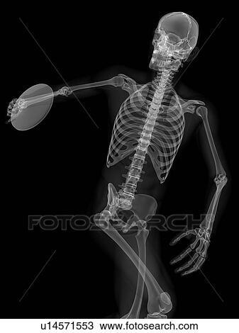 Skeleton throwing discus, artwork View Large Illustration Drawing - Skeleton throwing discus, artwork. Fotosearch