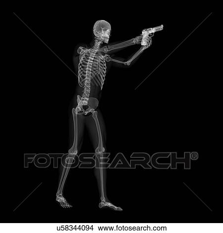 Skeleton with gun, artwork View Large Illustration Stock Illustration - Skeleton with gun, artwork. Fotosearch