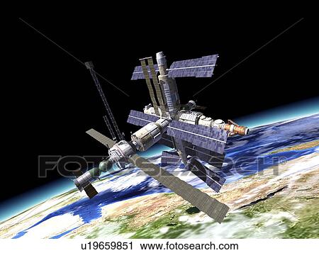 Space station, artwork View Large Illustration Clip Art - Space station, artwork. Fotosearch