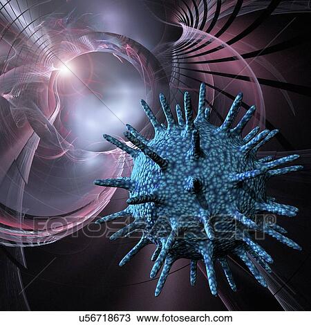 Drawing - Virus, artwork. Fotosearch