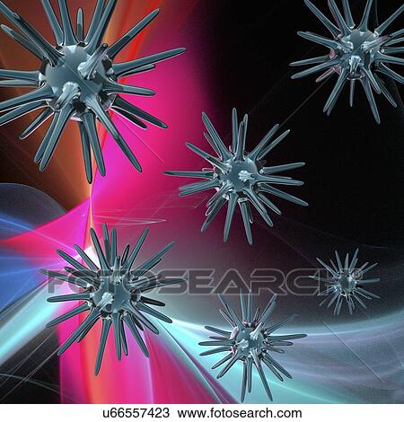 Virus particles, artwork View Large Illustration Drawing - Virus particles, artwork. Fotosearch