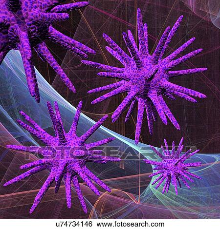 Stock Illustration - Virus particles, artwork. Fotosearch