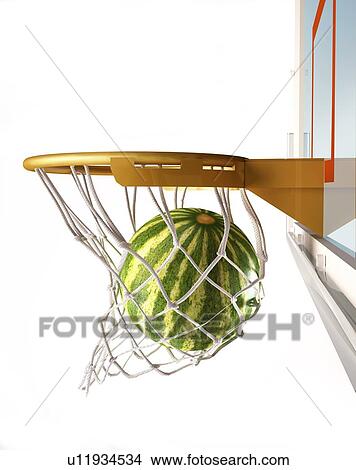 Watermelon basketball, artwork View Large Illustration Stock Illustration - Watermelon basketball, artwork. Fotosearch