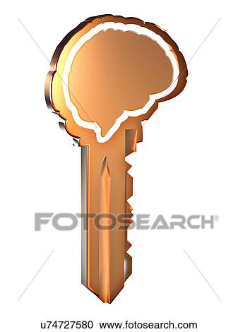 Key with brain shape, artwork View Large Illustration Clipart - Key with brain shape, artwork. Fotosearch