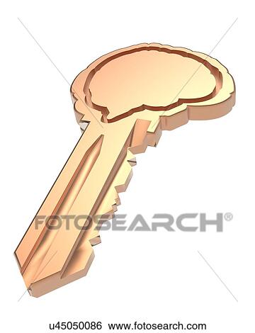 Key with brain shape, artwork View Large Illustration Stock Illustration - Key with brain shape, artwork. Fotosearch