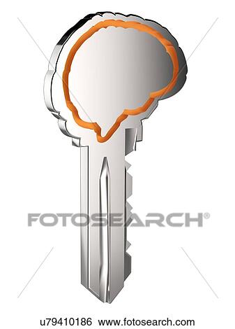 Key with brain shape, artwork View Large Illustration Stock Illustration - Key with brain shape, artwork. Fotosearch