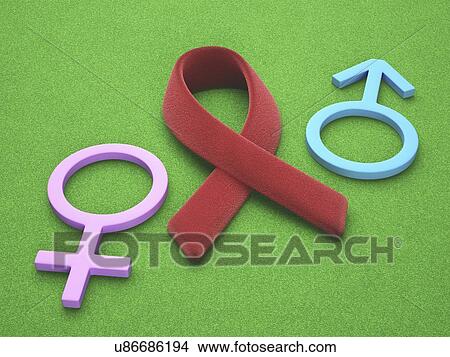 Stock Illustration - Aids, HIV and gender, artwork. Fotosearch