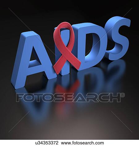 Aids red ribbon View Large Illustration Drawing - Aids red ribbon. Fotosearch