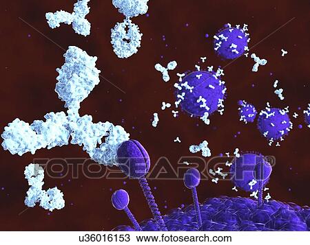 Drawing - AIDS virus, artwork. Fotosearch