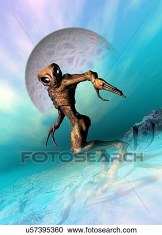 Clipart - Alien, artwork. Fotosearch