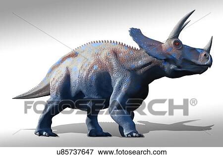 Stock Illustration - Artwork of a triceratops dinosaur. Fotosearch